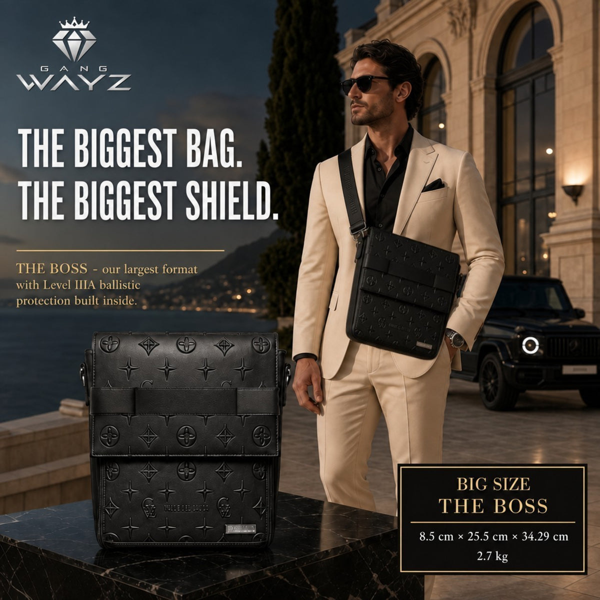 THE BOSS - Backpack/ side bag - Big size – Ballistic Level IIIA (.44 Magnum).