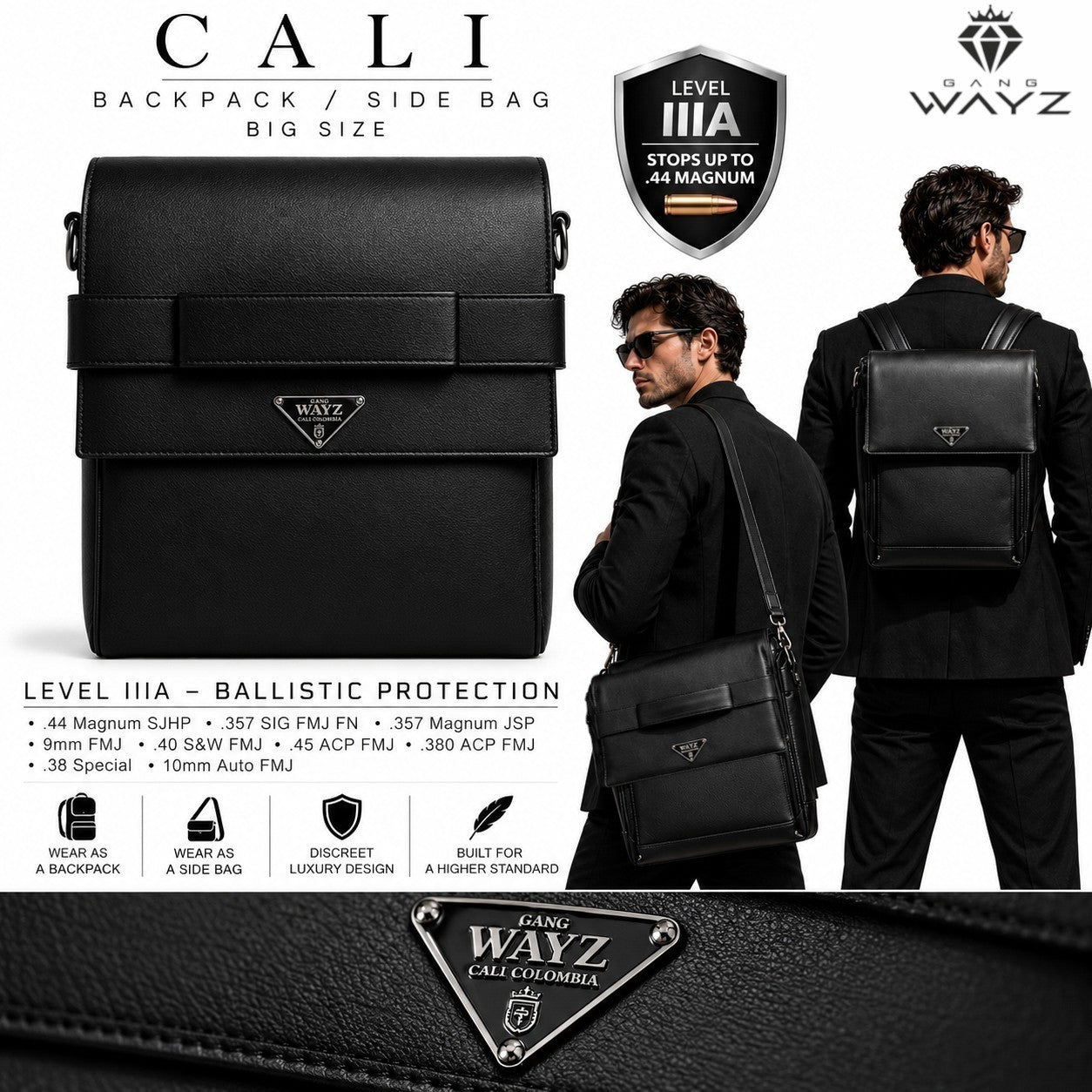 CALI - Backpack/ side bag - Big size – Ballistic Level IIIA (.44 Magnum)